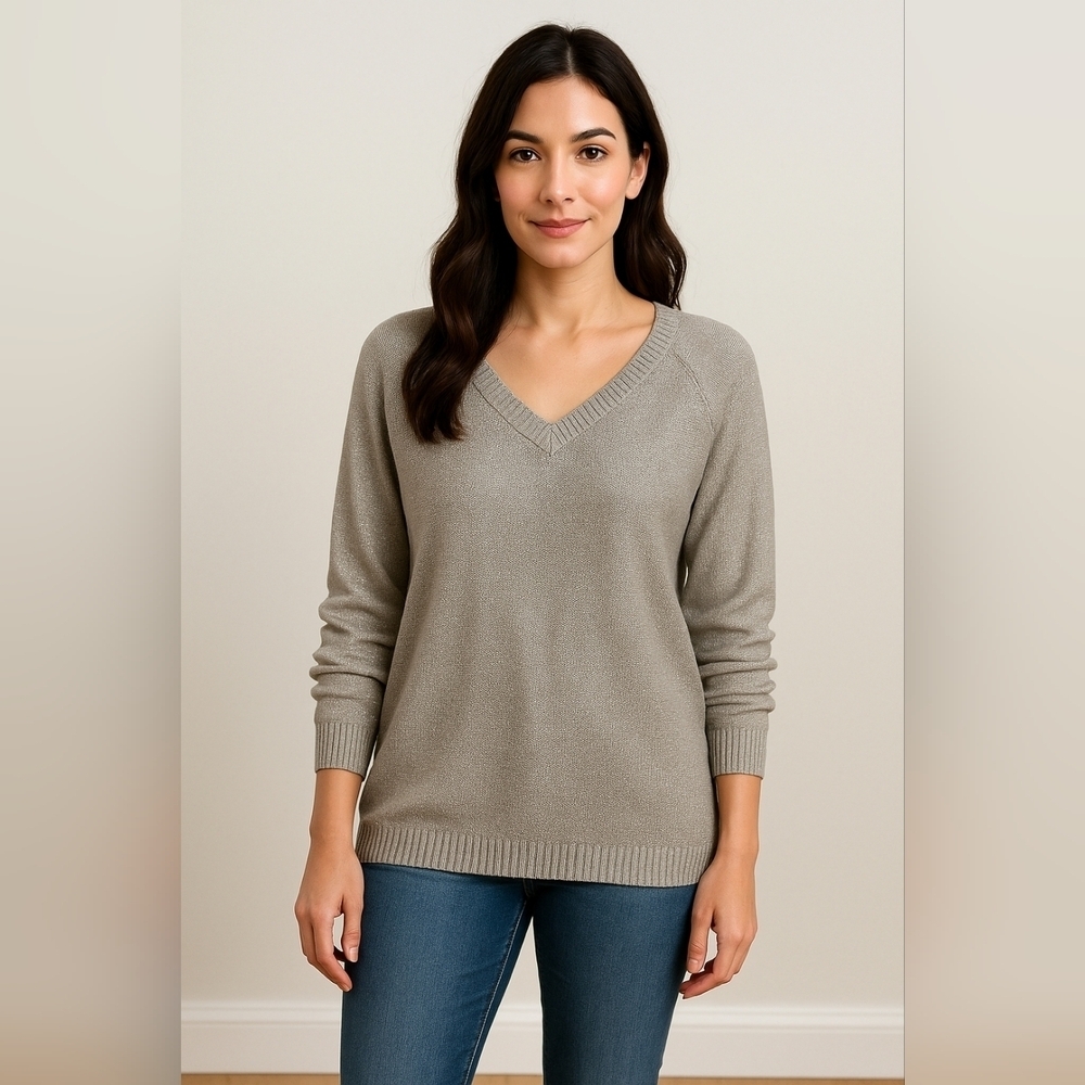 Rhyme & Dot Silver V neck Sweather